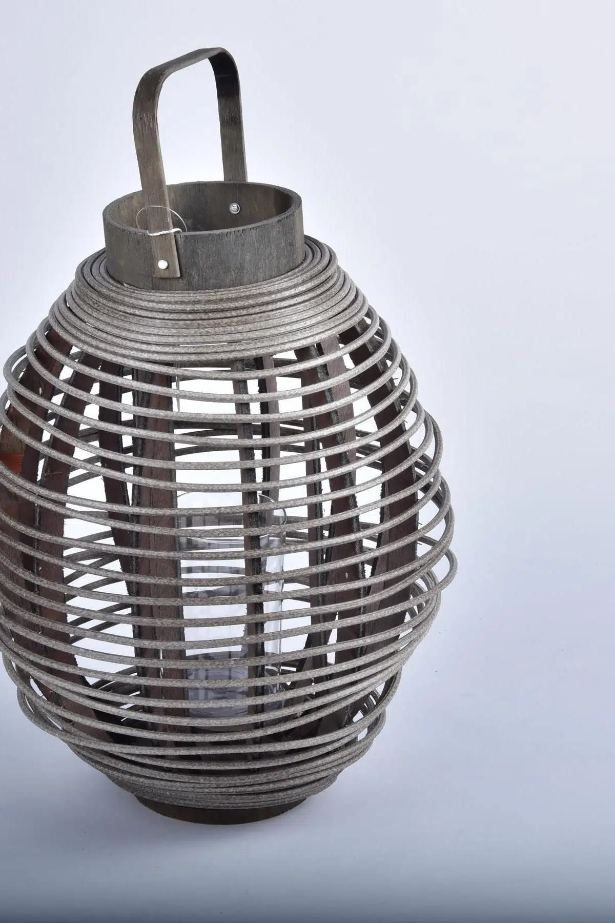 Seta Lantern Fener Çizgi Yuvarlak Büyük Gri 27*27*60 Cm