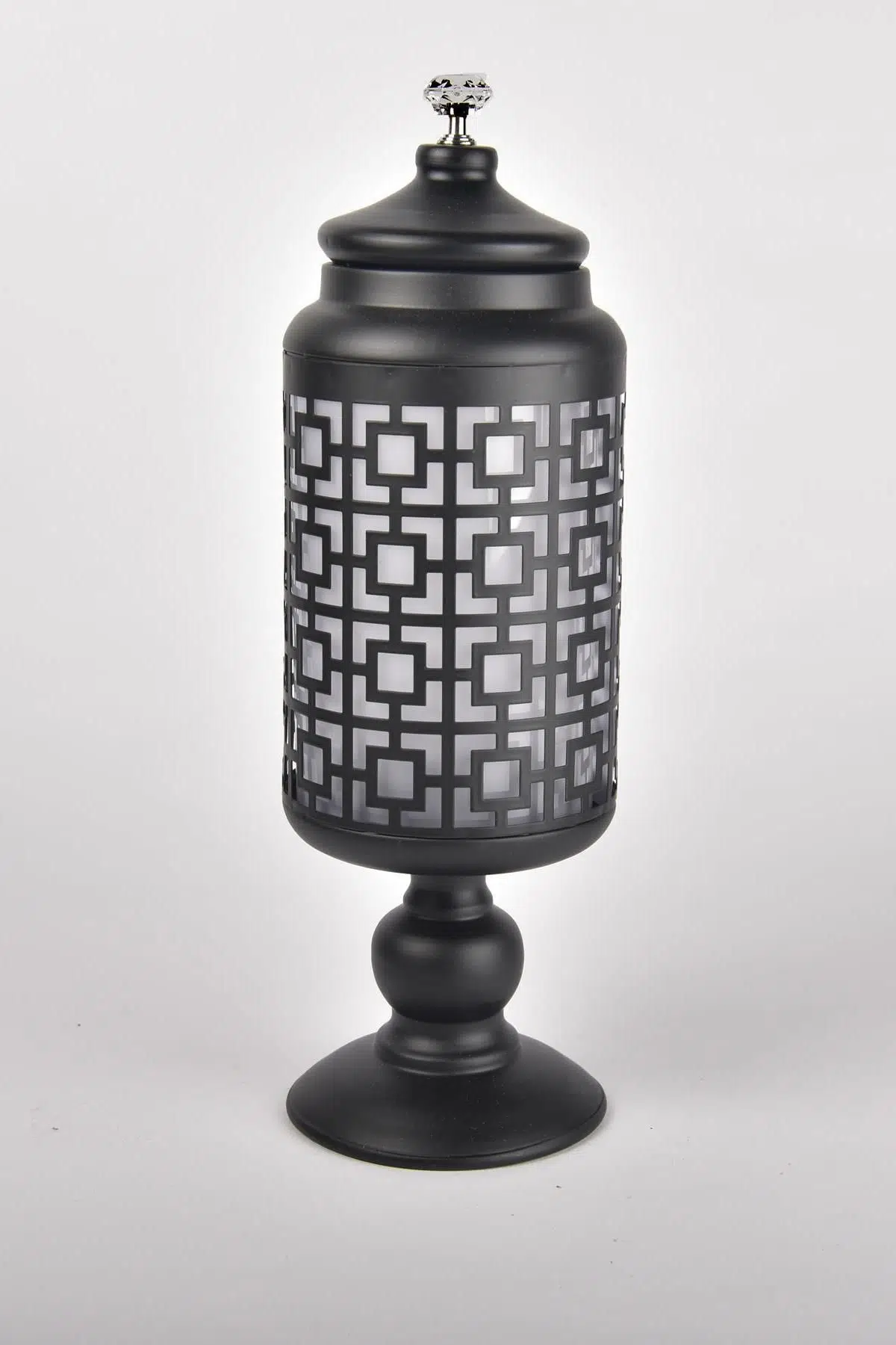 Seta Lantern Fener Kavanoz Siyah Ayaklı Küçük 12*12*38 Cm