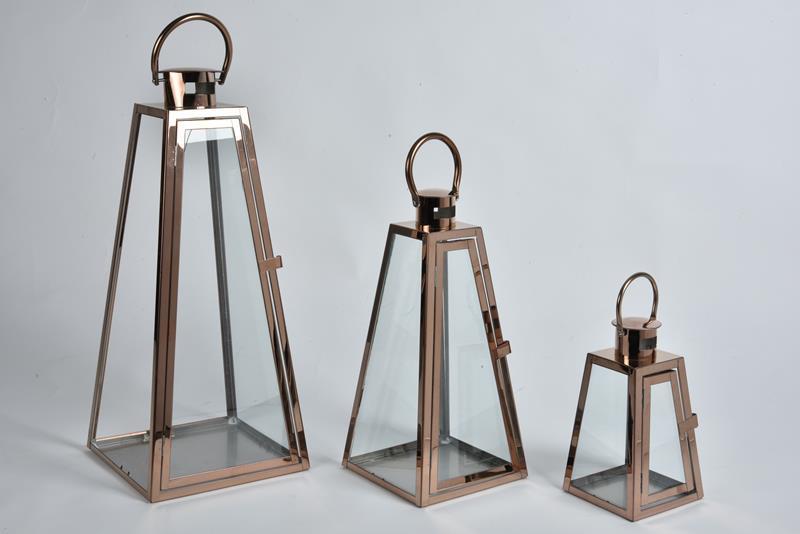 Seta Lantern Konik Fener Bronz 3Lü 28*12 44*17 62*22