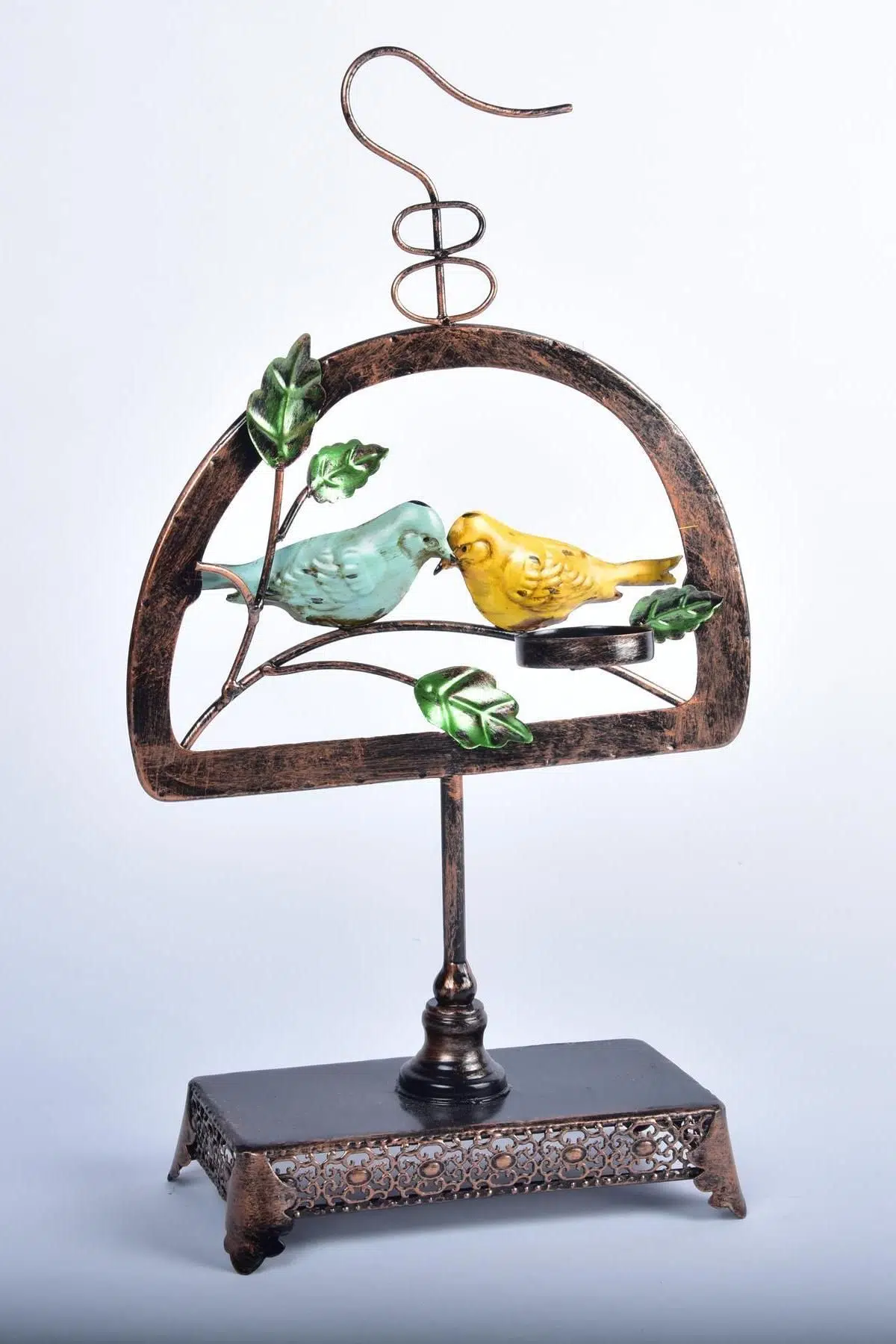 Seta Lıvıng Mumluk Tealıght Kuşlu Metal Ayaklı 22*8*40 Cm