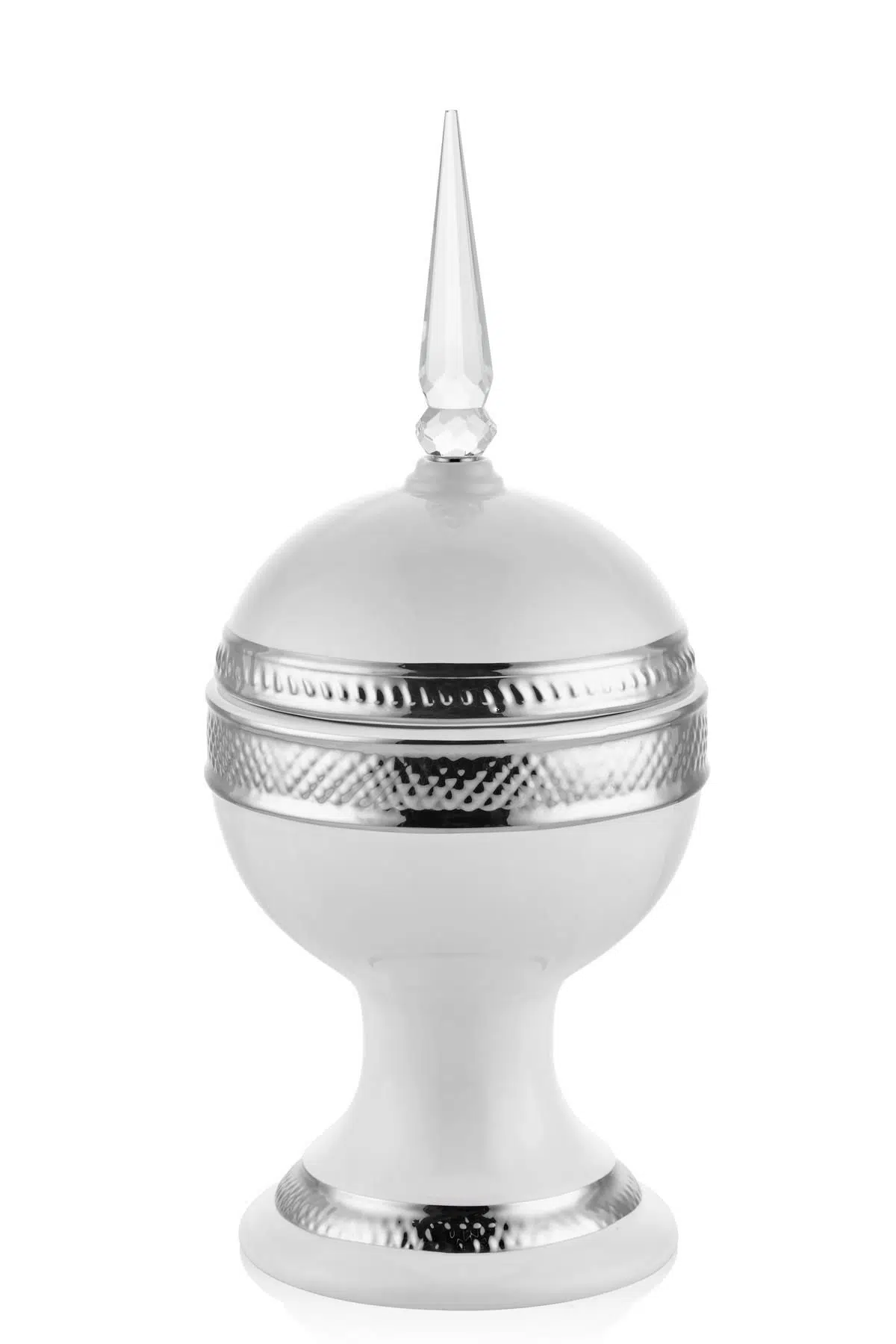 Seta Prowhıte Kristal Kulplu Şekerlik Sılver 17*17*38 Cm