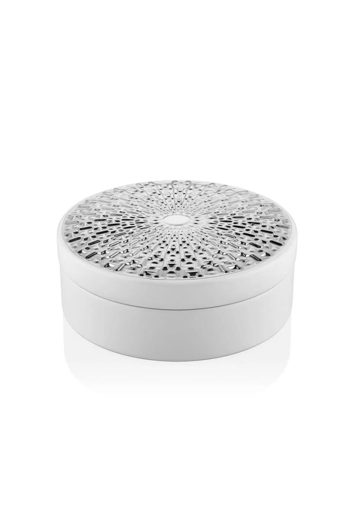 Seta Prowhıte Round Dekor Şekerlik Sılver Büyük 25*25*10 Cm