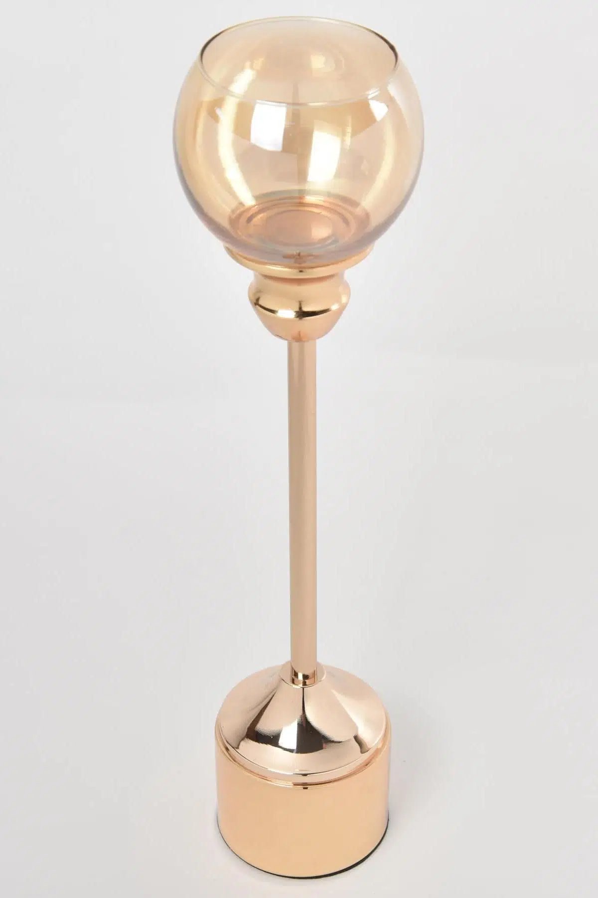 Seta Regina Cam Şamdan İncecik Büyük Gold 43 Cm