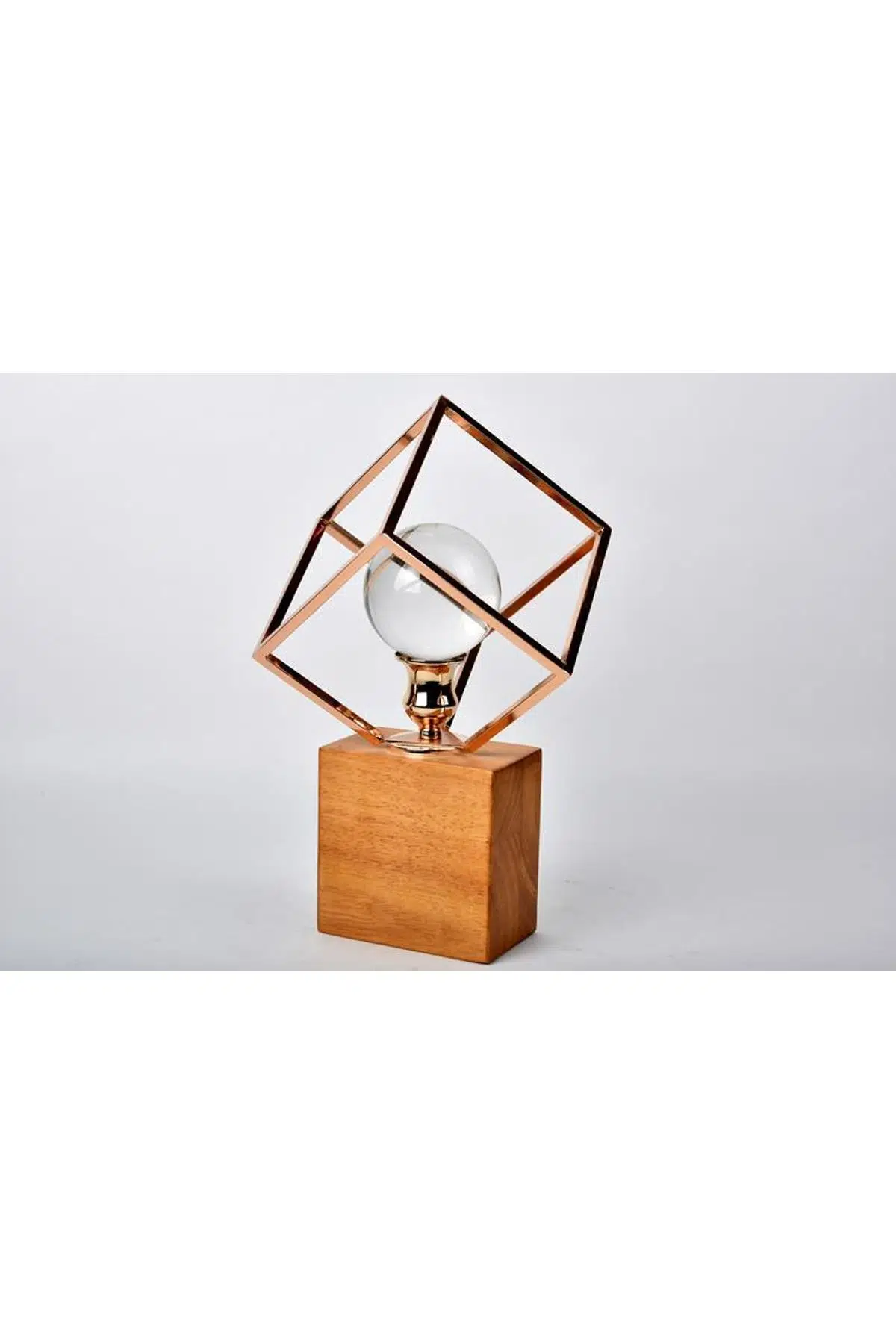 Seta Regina Decor Ahşap Ayak Kristal Küp Gold 39 Cm