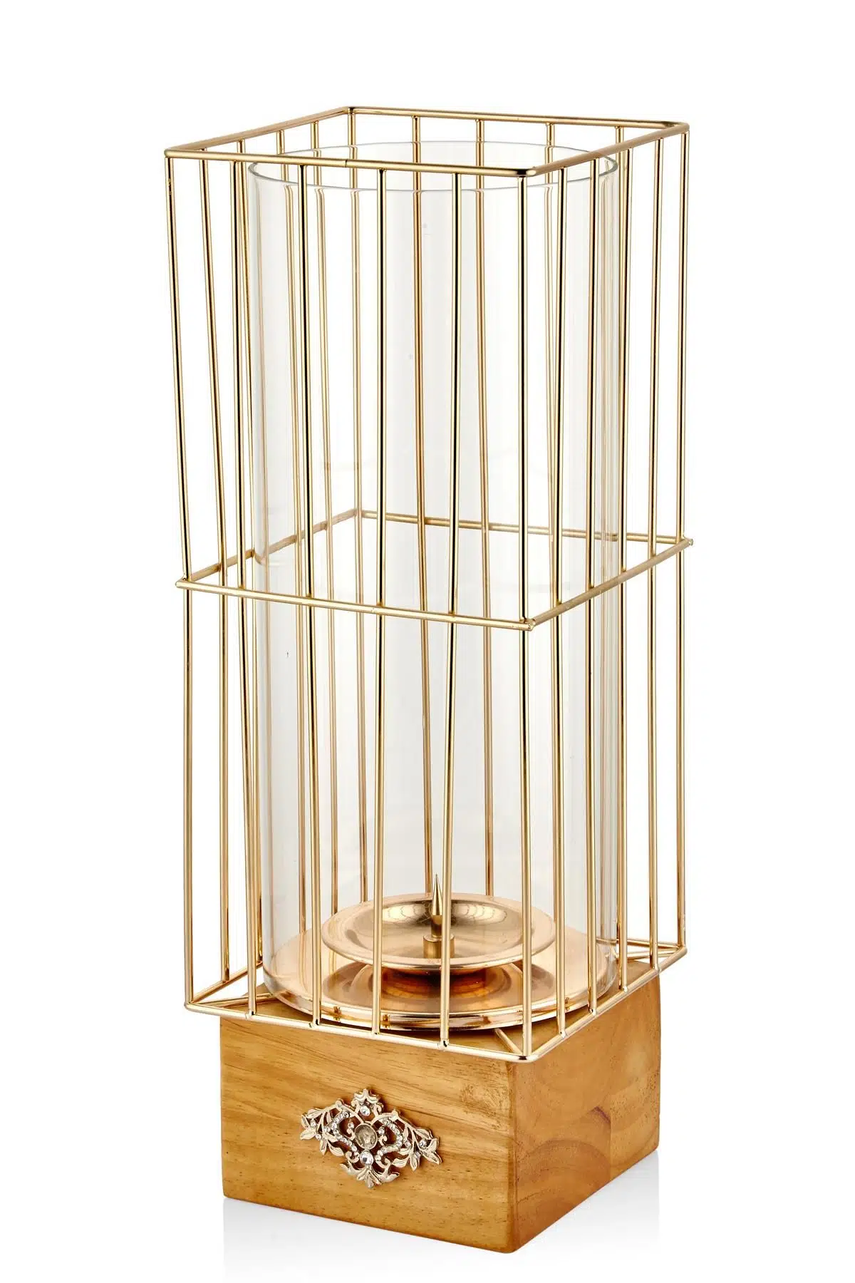 Seta Regina Mumluk Ahşap Ayaklı Kafes Büyük Gold 45*16 Cm