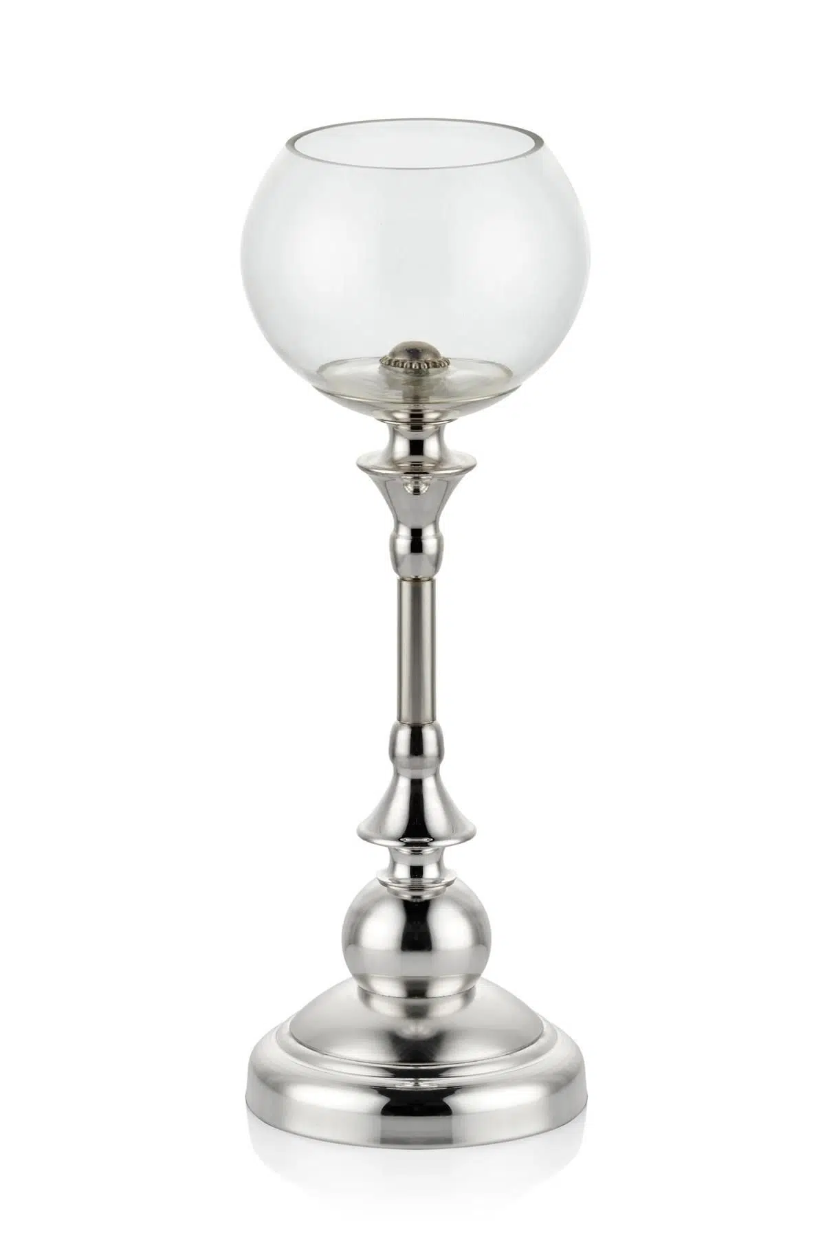Seta Regina Şamdan Cam Yuvarlak Sılver Büyük 36X13X13 Cm