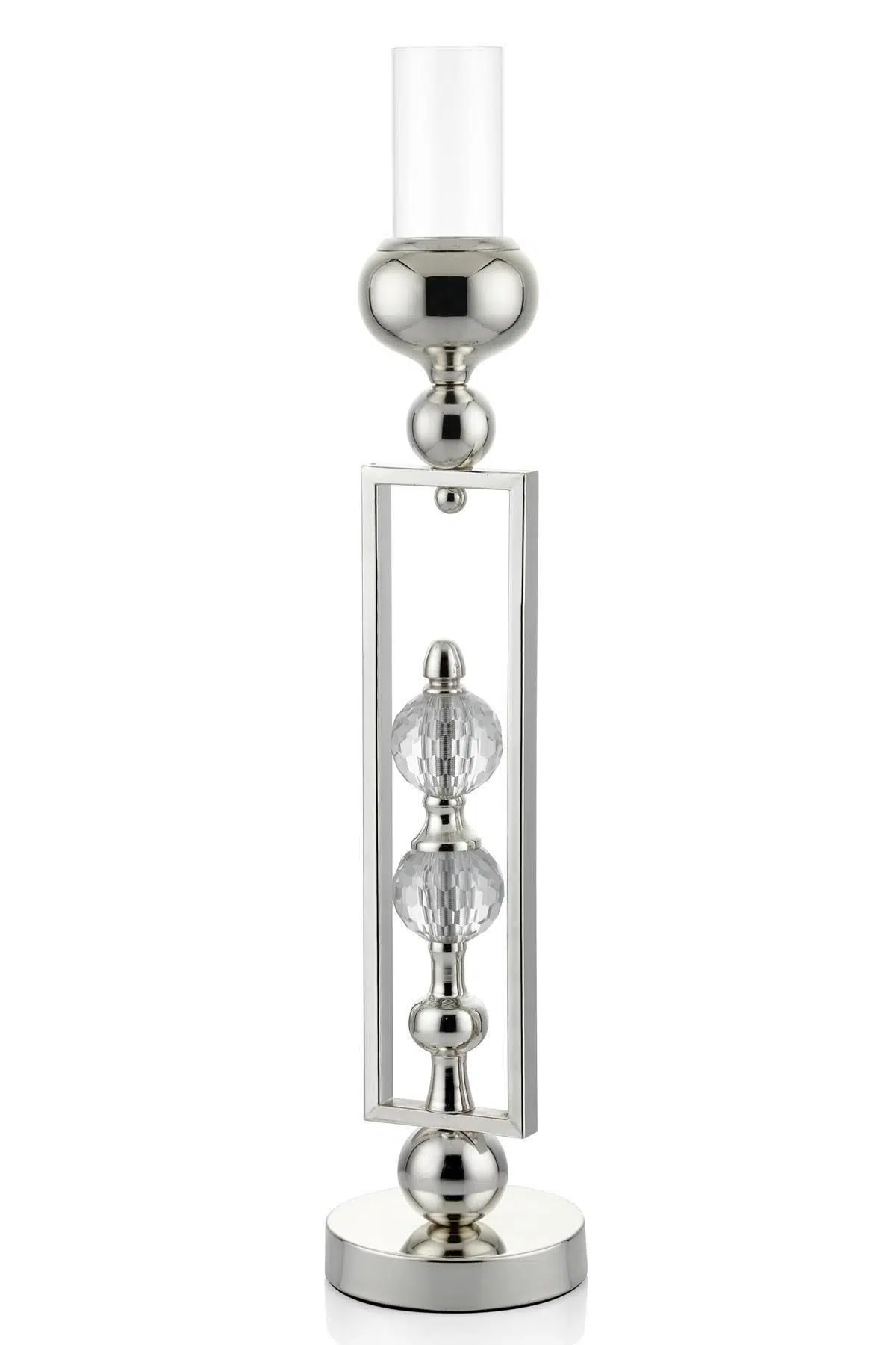 Seta Regina Şamdan Ddgen İçi 2 Top Sılver Büyük 56X12X12 Cm