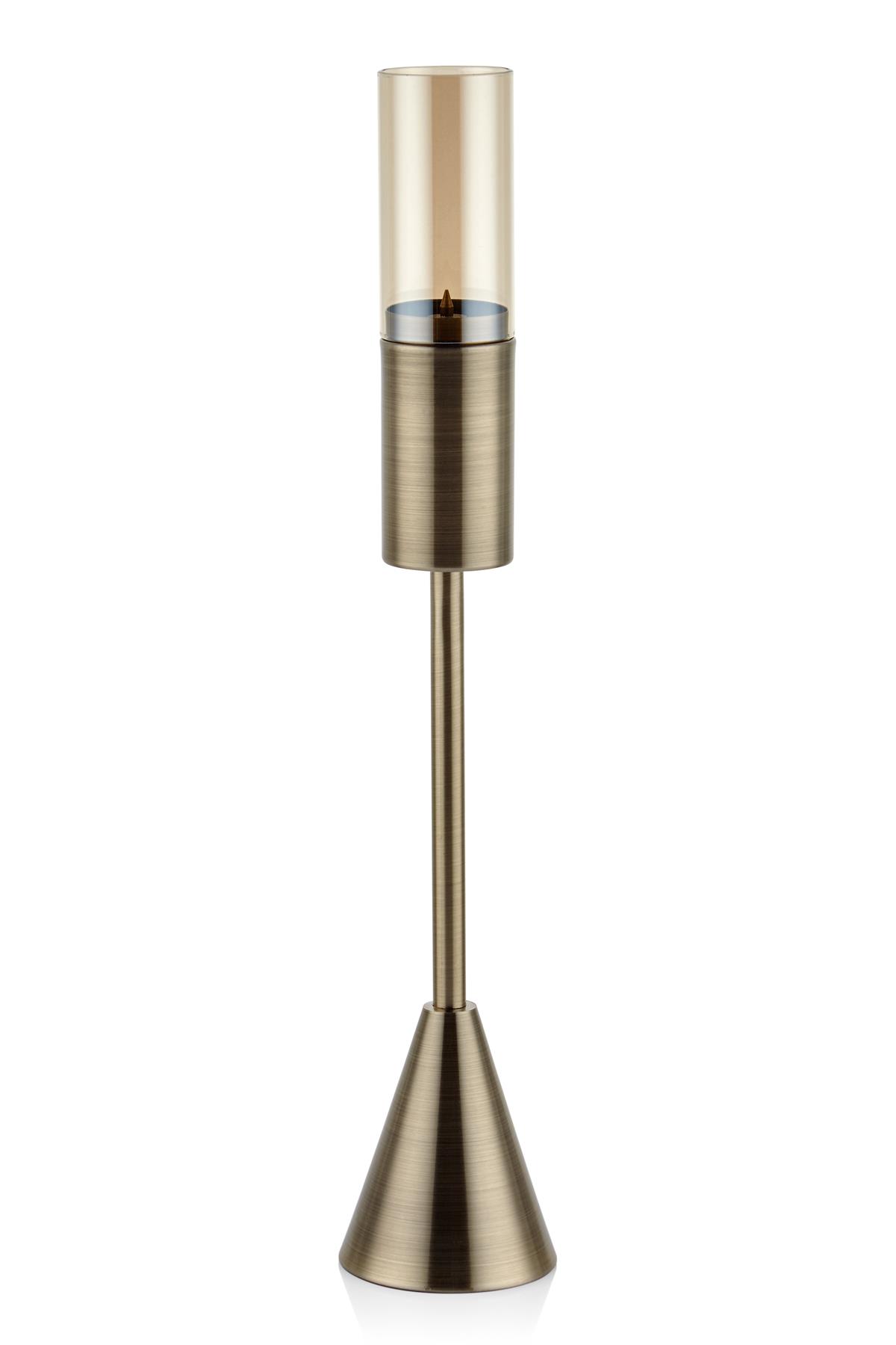 Seta Regina Şamdan Konik Ayaklı İnce Büyük Bronz 45 Cm