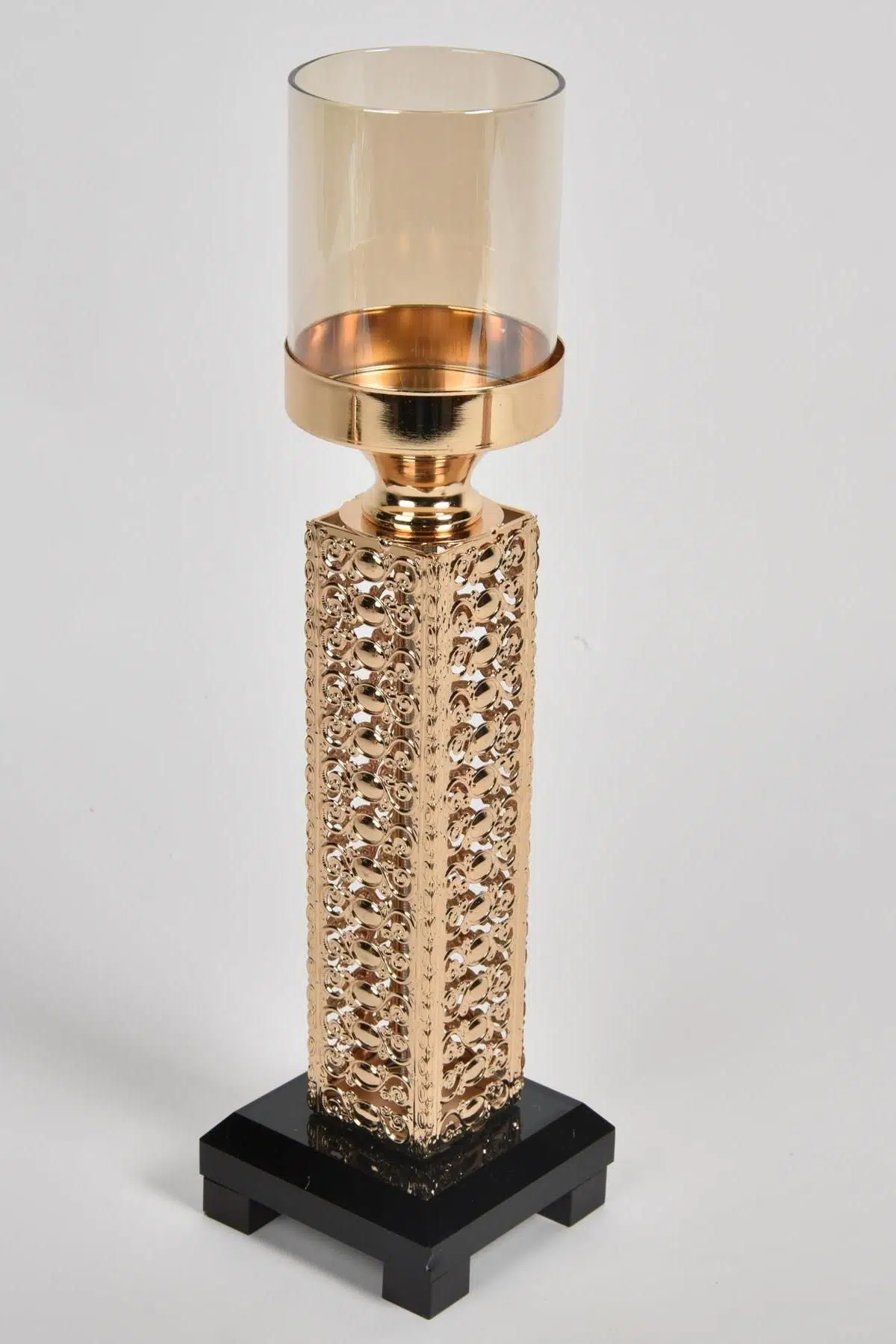 Seta Regina Şamdan Örme Siyah Ayak Gold Büyük 10X10X38 Cm