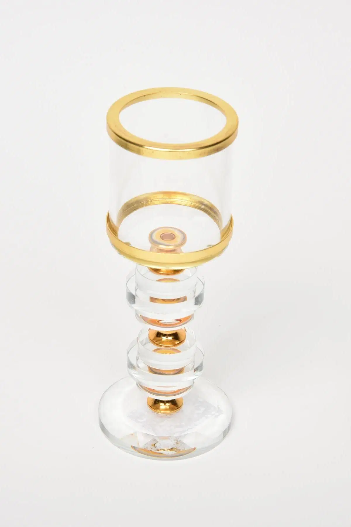 Seta Shine Kristal Şamdan Modern Dısk Gold Orta 6.5X18 Cm