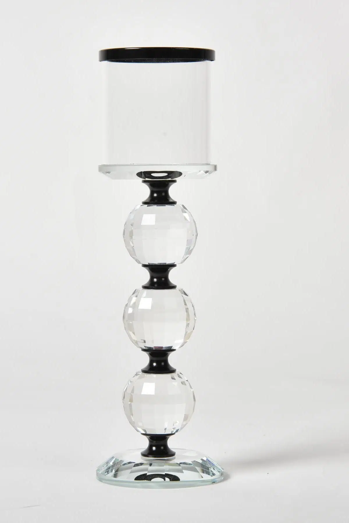 Seta Shine Kristal Siyah Agızlı Şamdan Büyük 23.5 Cm