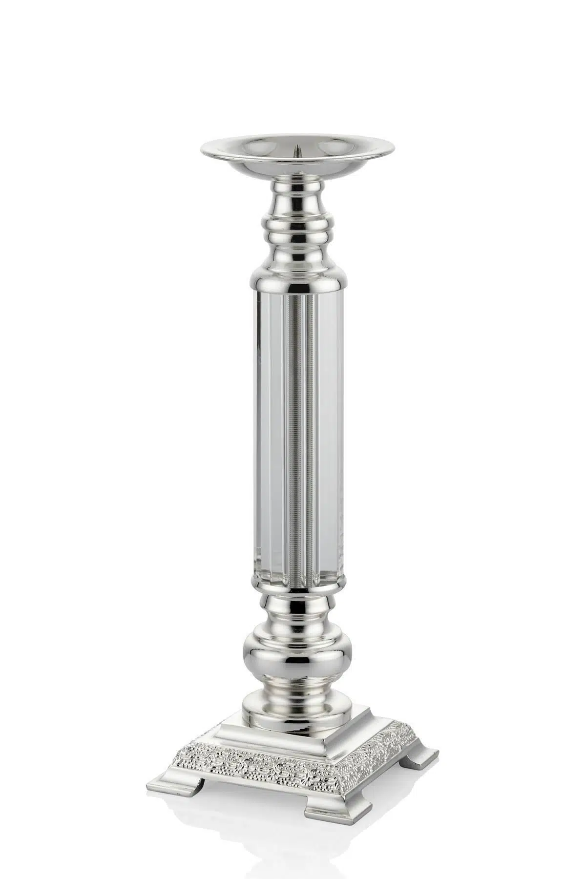 Seta Steel Şamdan Desenli Ayak Büyük Sılver 33 Cm