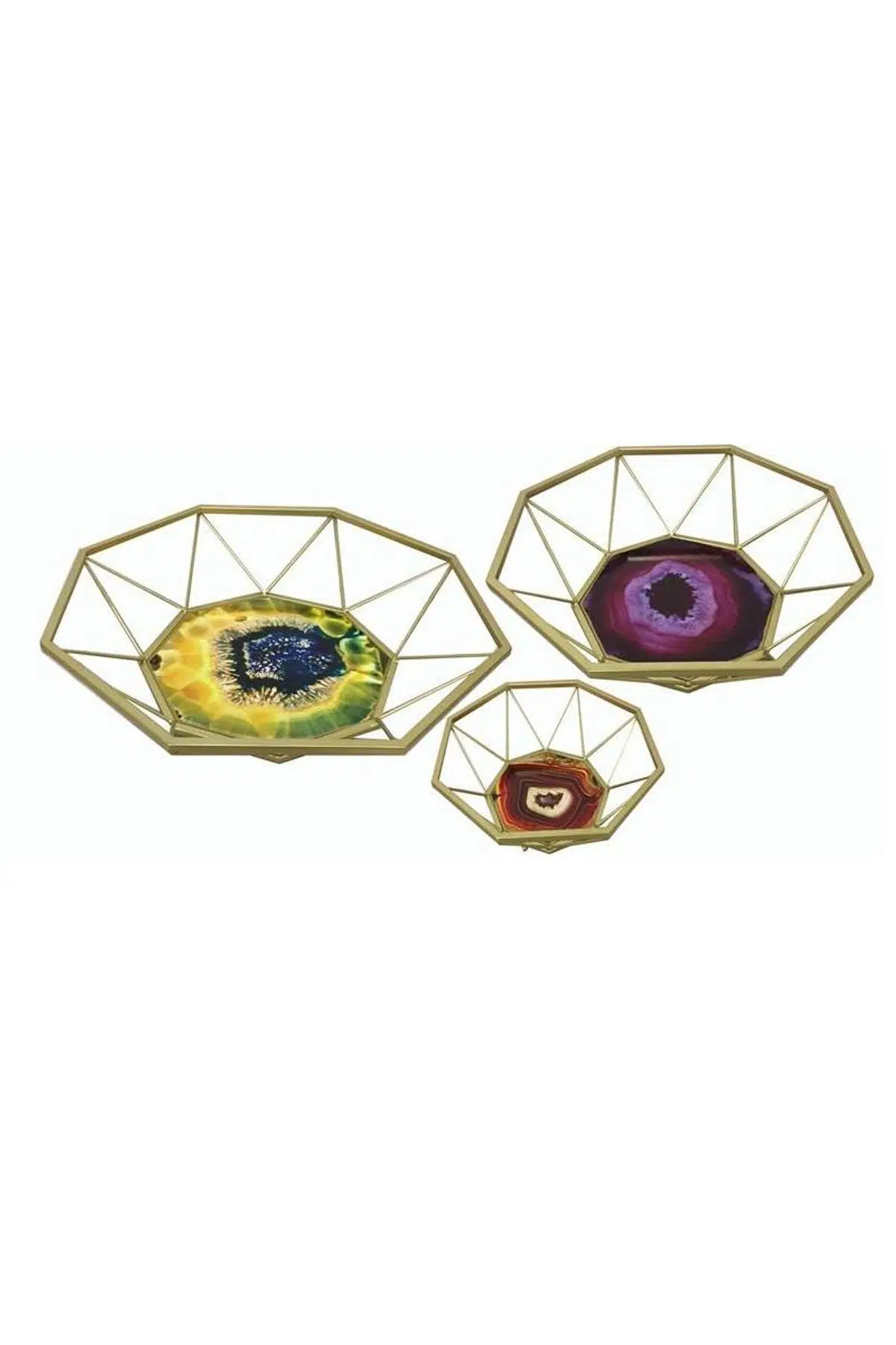 Seta Stone Metal 8Gen Dekor 3Lü Set 44-39-34Cm