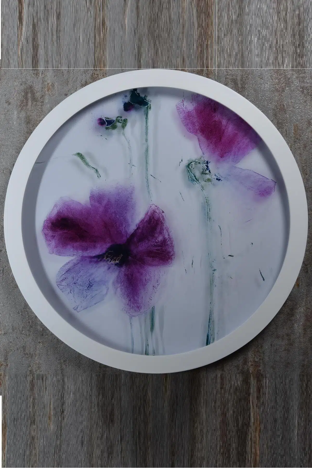 Seta Tablo Yuvarlak Cam Lila 60 Cm