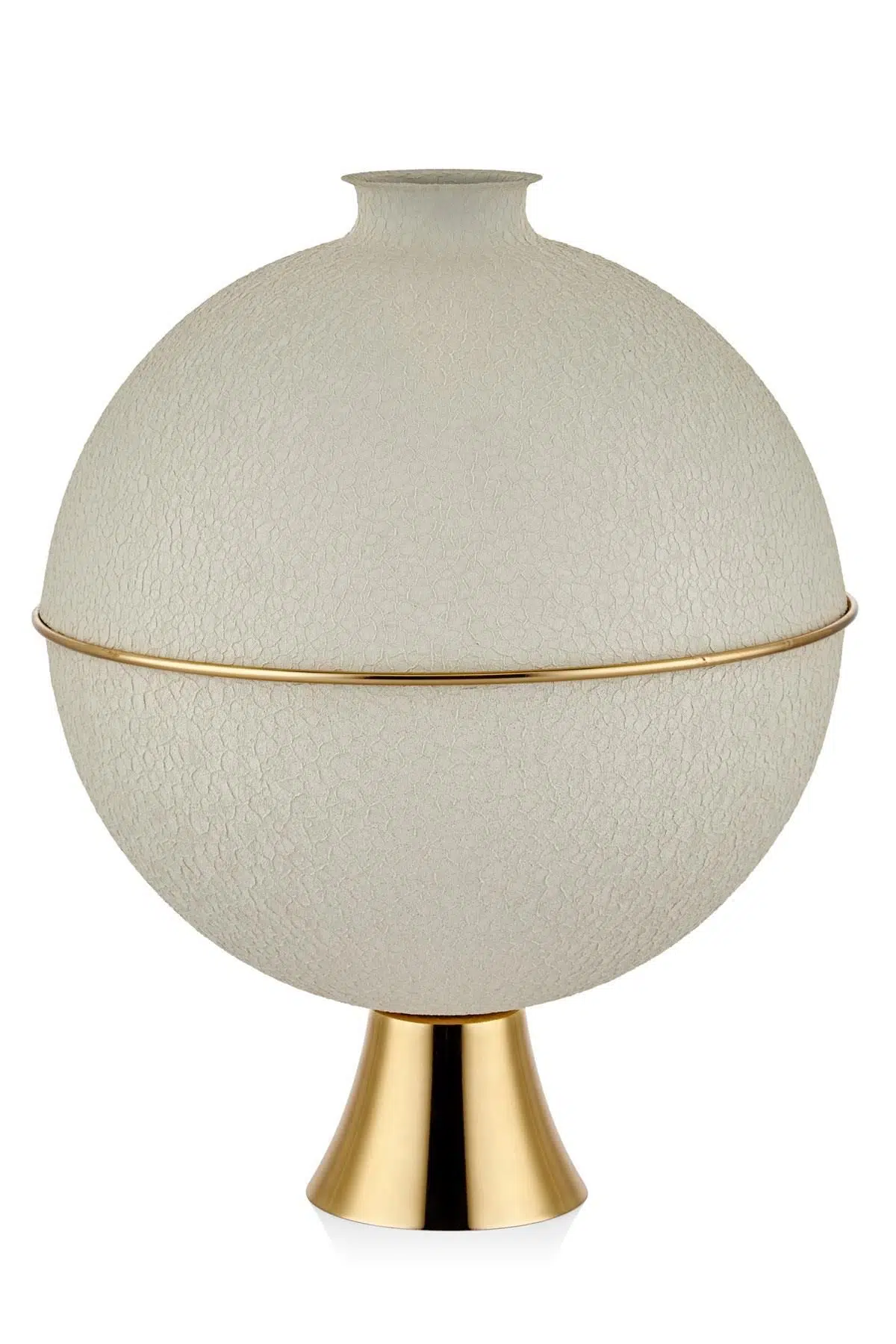 Seta Textured Dark Ayaklı Küre Vazo Cream Gold 30*30*41 Cm