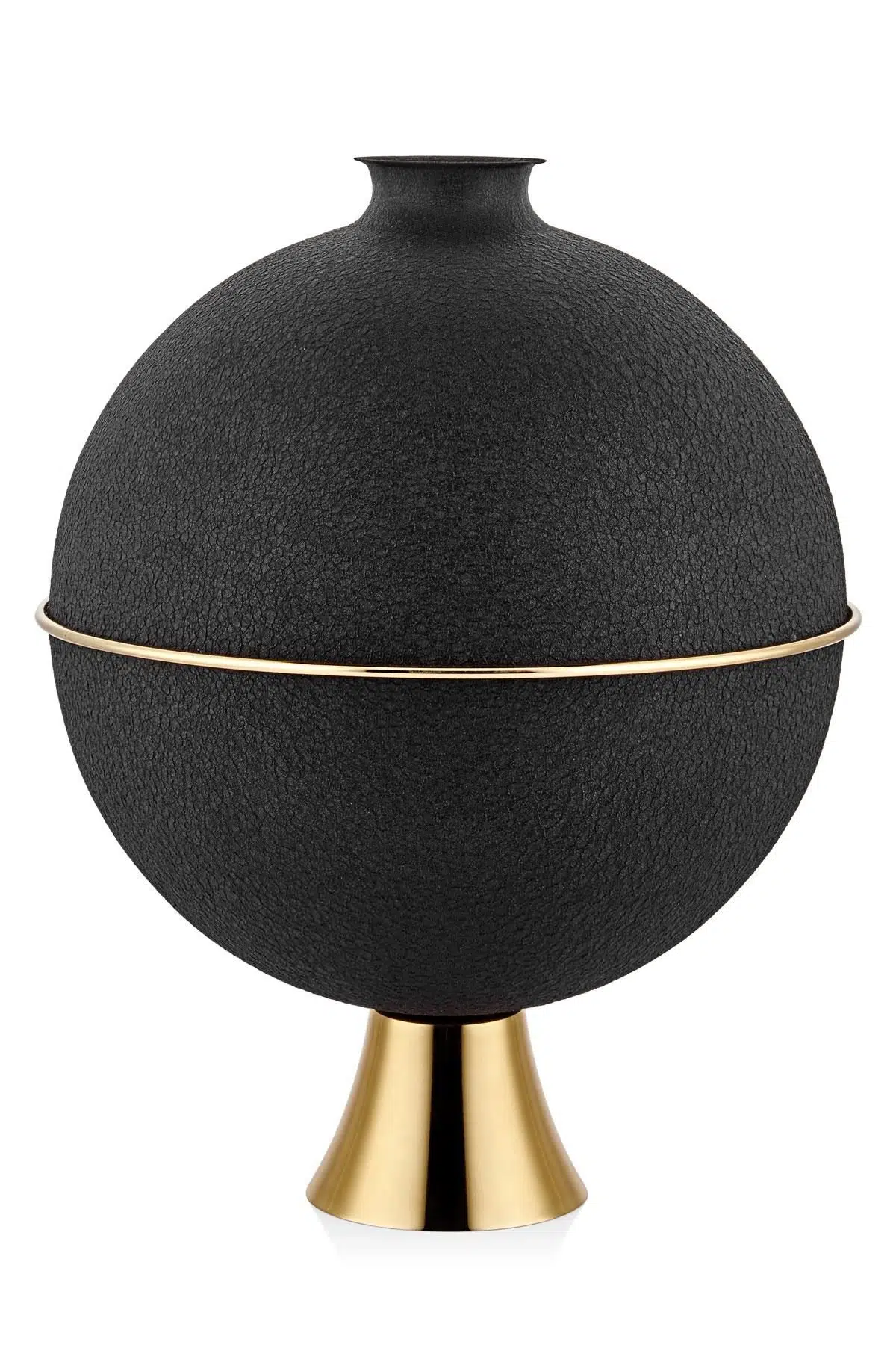 Seta Textured Dark Ayaklı Küre Vazo Dark Gold 30*30*41 Cm