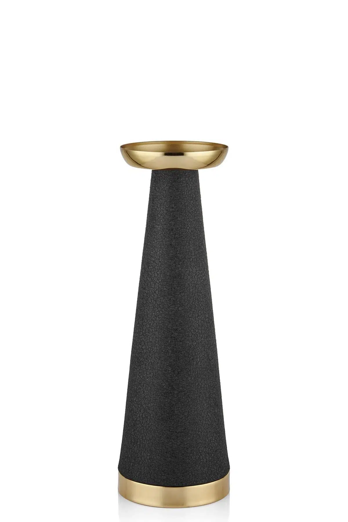 Seta Textured Dark Konik Şamdan Dark Gold 13*13*40 Cm