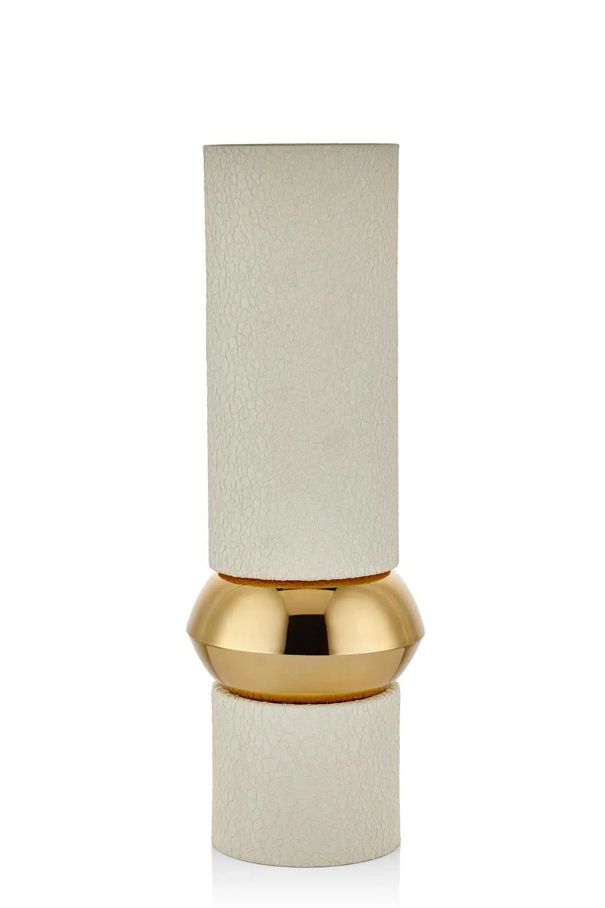 Seta Textured Dark Vazo Silindir Cream Gold 15*15*45 Cm