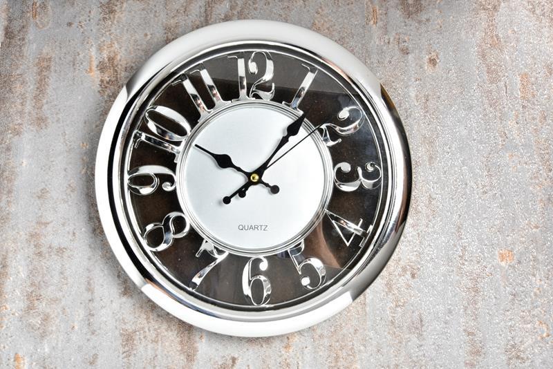 Seta Time Duvar Saati Embossed Sılver 35 Cm