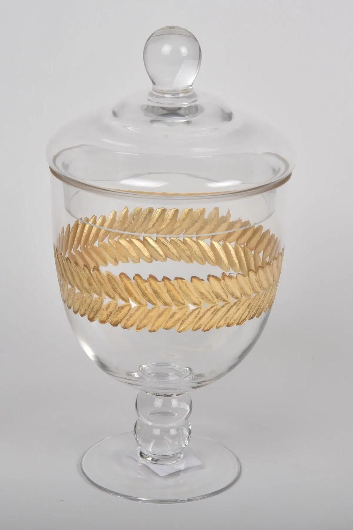 Seta Vetro Caesar Cam Kapaklı Şekerlik Gold 15*15*26Cm