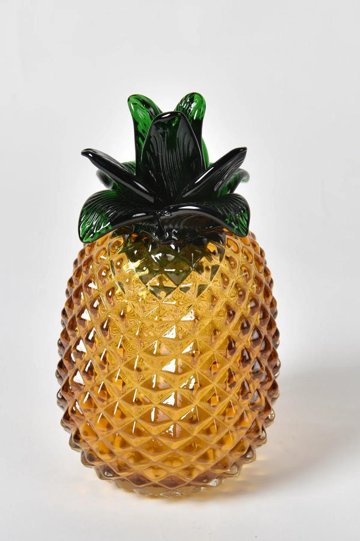 Seta Vetro Cam Dekor Ananas Amber Küçük 11*20 Cm