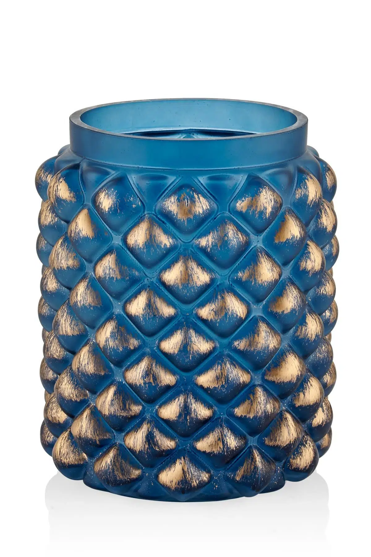 Seta Vetro Gold Eskitmeli Lacivert Vazo Büyük 15*19 Cm