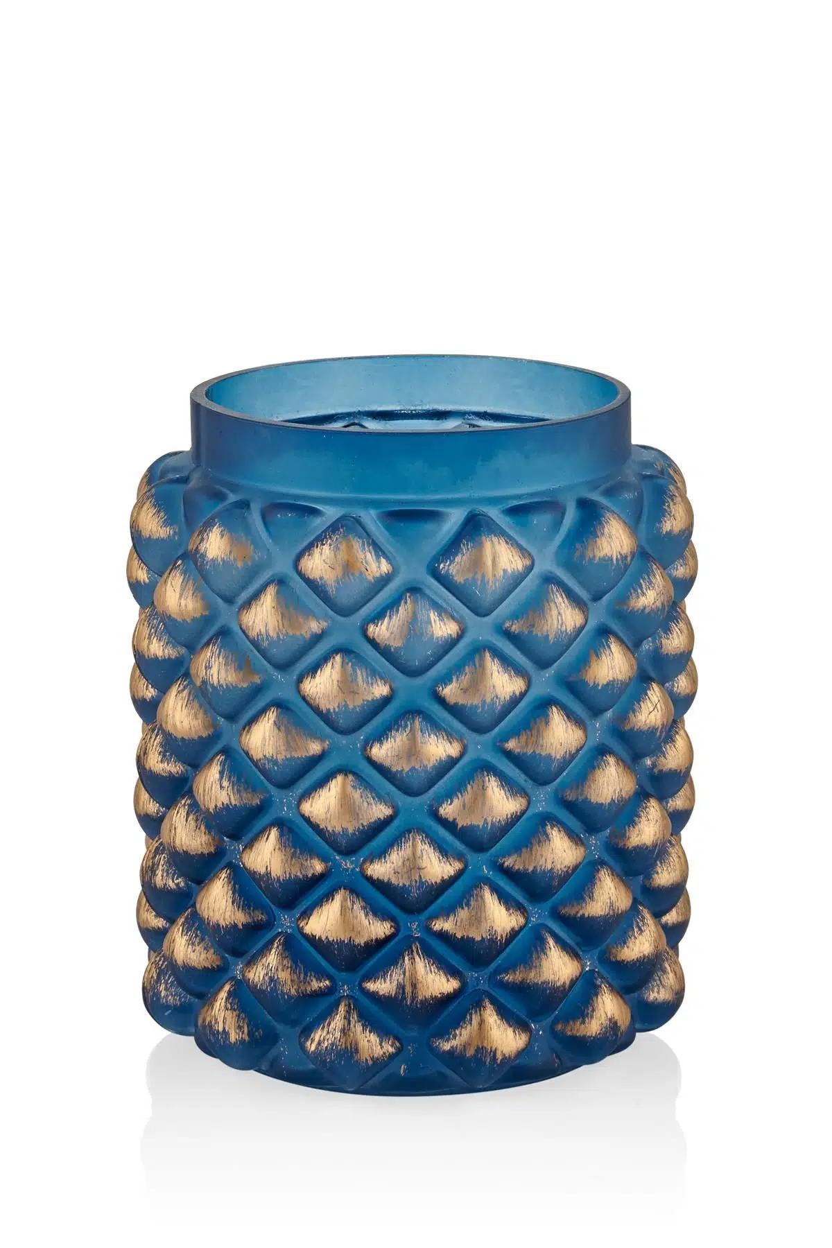 Seta Vetro Gold Eskitmeli Lacivert Vazo Küçük 12*16 Cm
