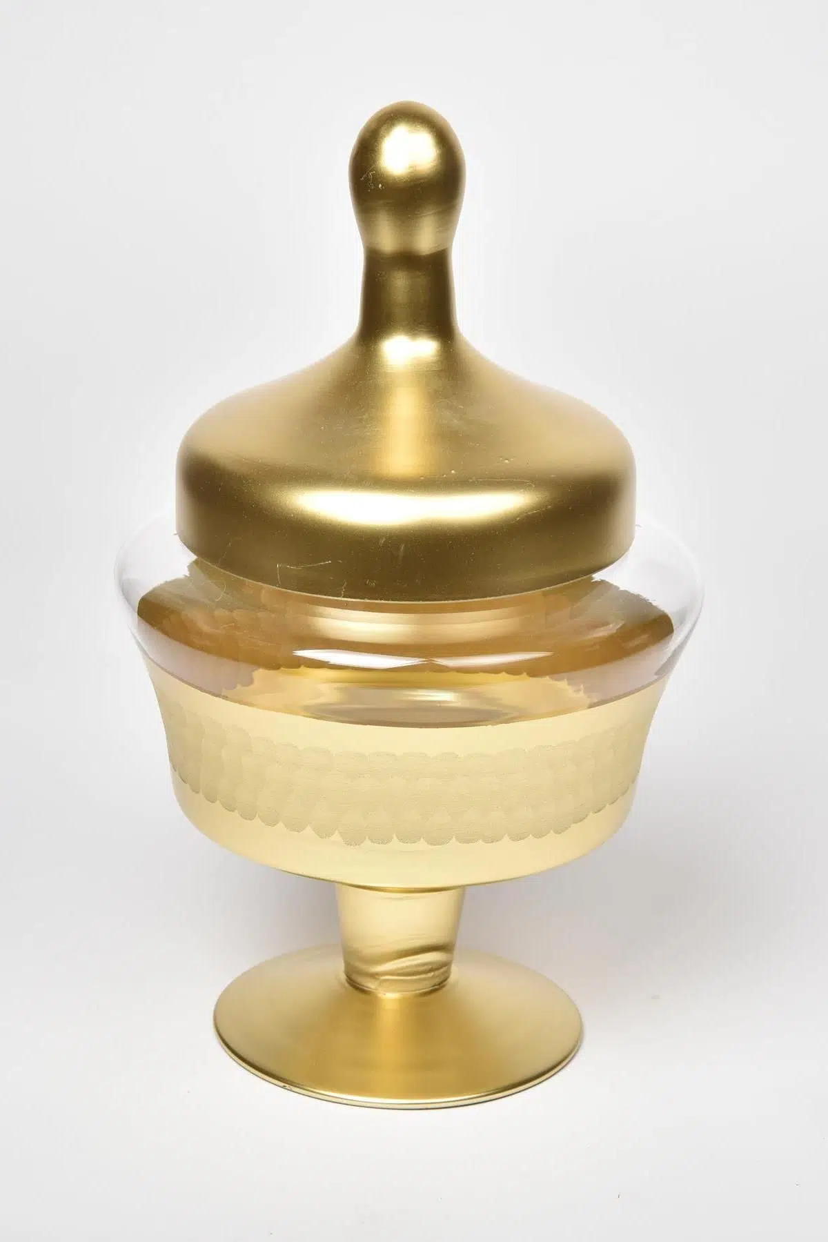 Seta Vetro Kesme Cam Şekerlik Gold 17*17*29Cm