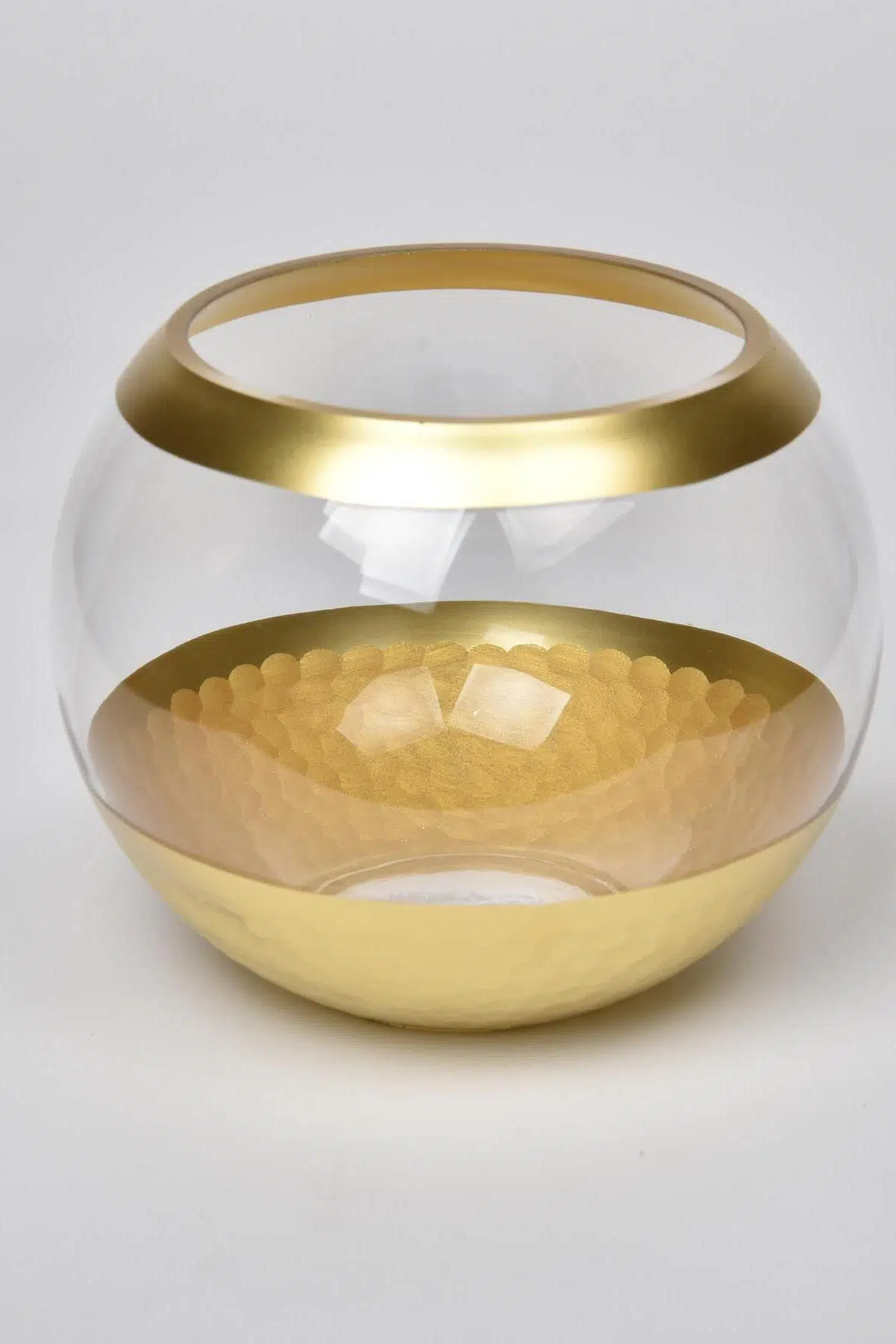 Seta Vetro Kesme Cam Top Vazo Gold 20*20*15 Cm