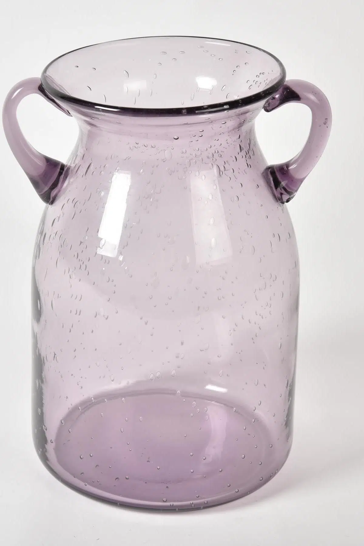 Seta Vetro Kulplu Dekor Vazo Lila Büyük 18*25 Cm