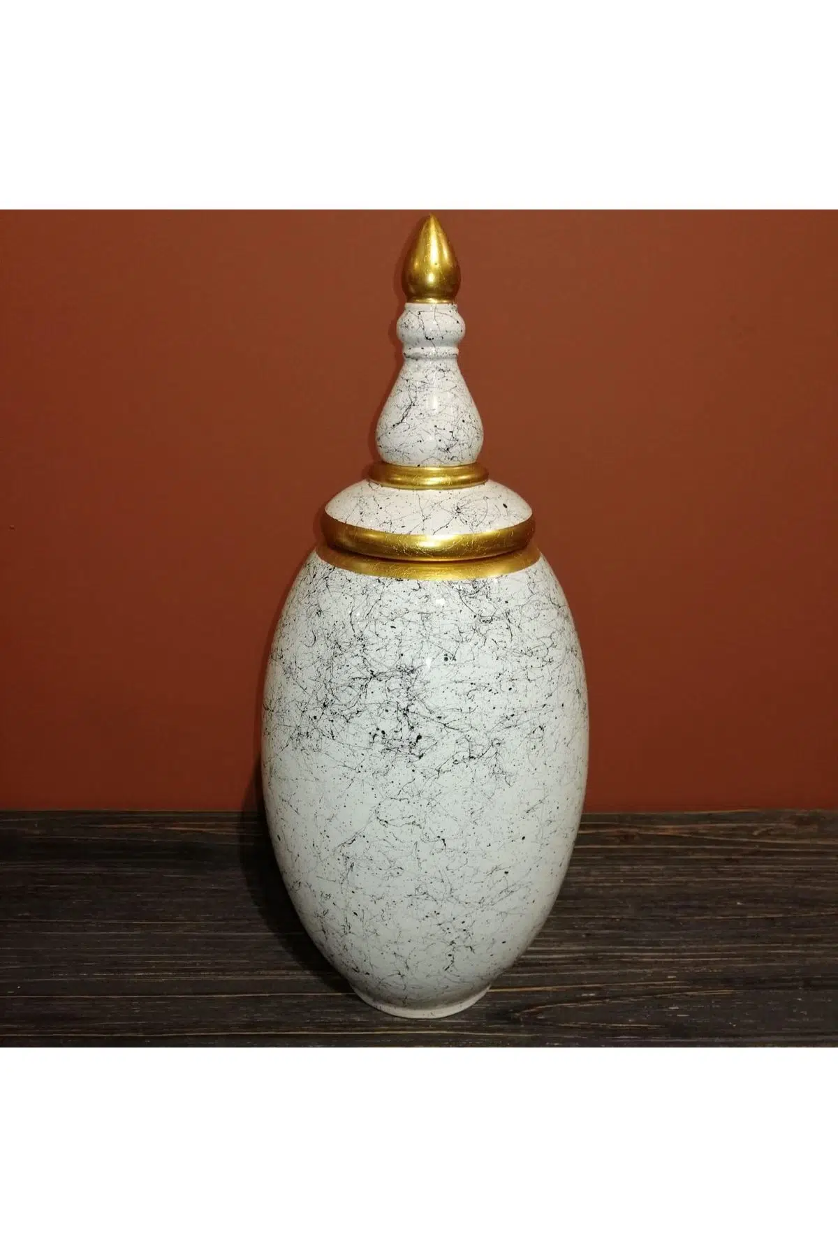 Seta Whıte Marble Kapaklı Vazo 13*34 Cm