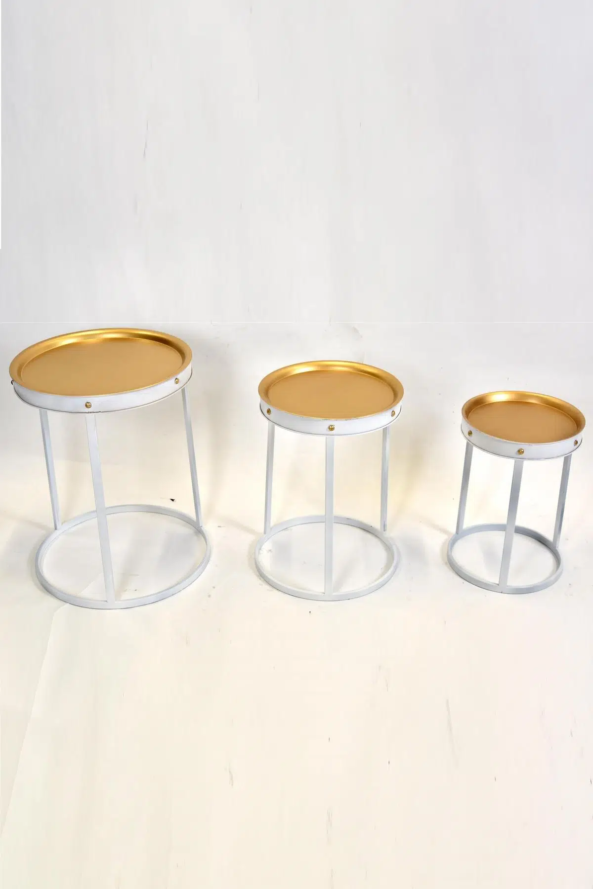 Seta Whıte Marıne Gold 3Lü Sehpa 30*30*43Cm 38*38*50Cm