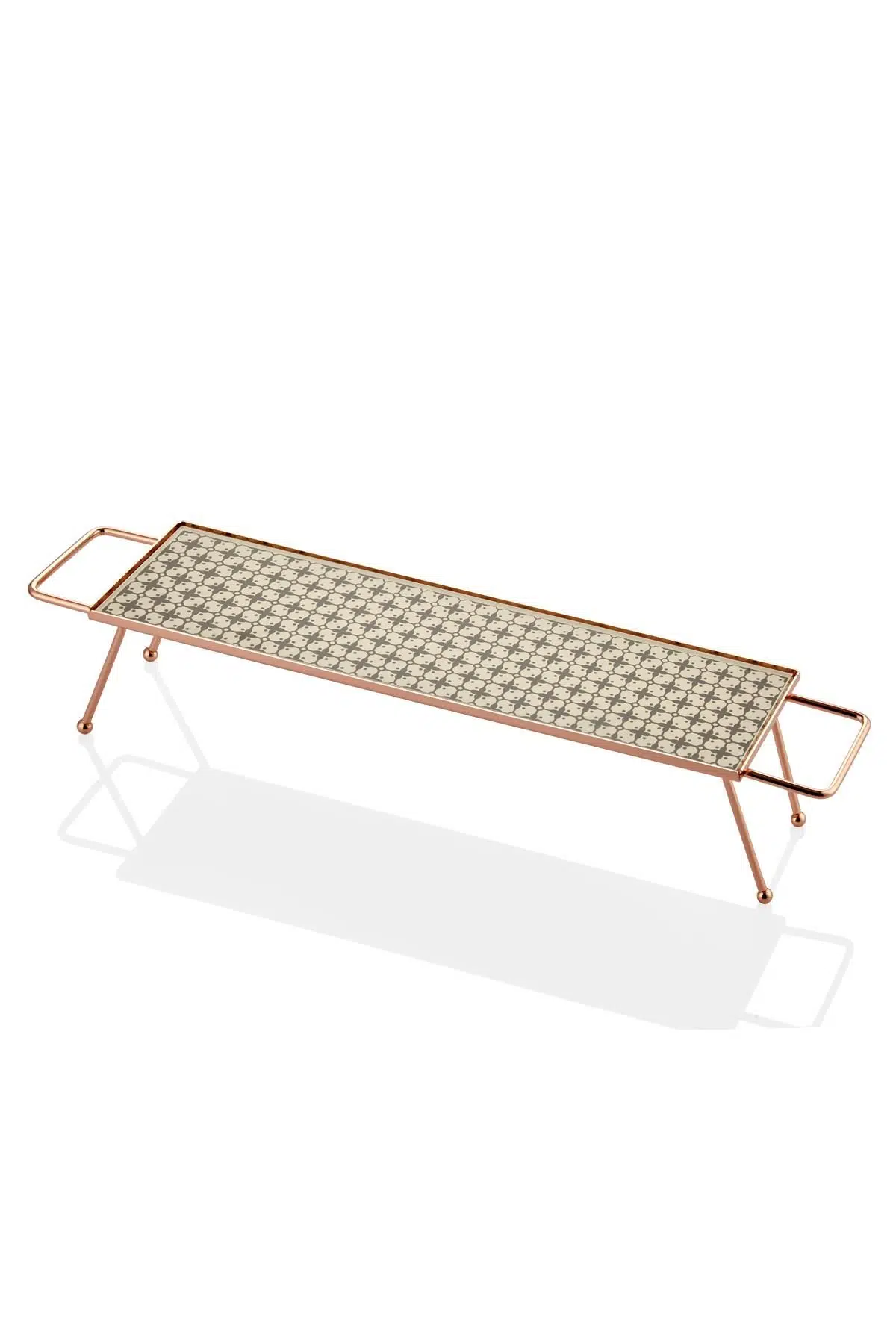 Setabianca Bakır Renkli Kulplu Sunum Tepsisi 11X48Cm
