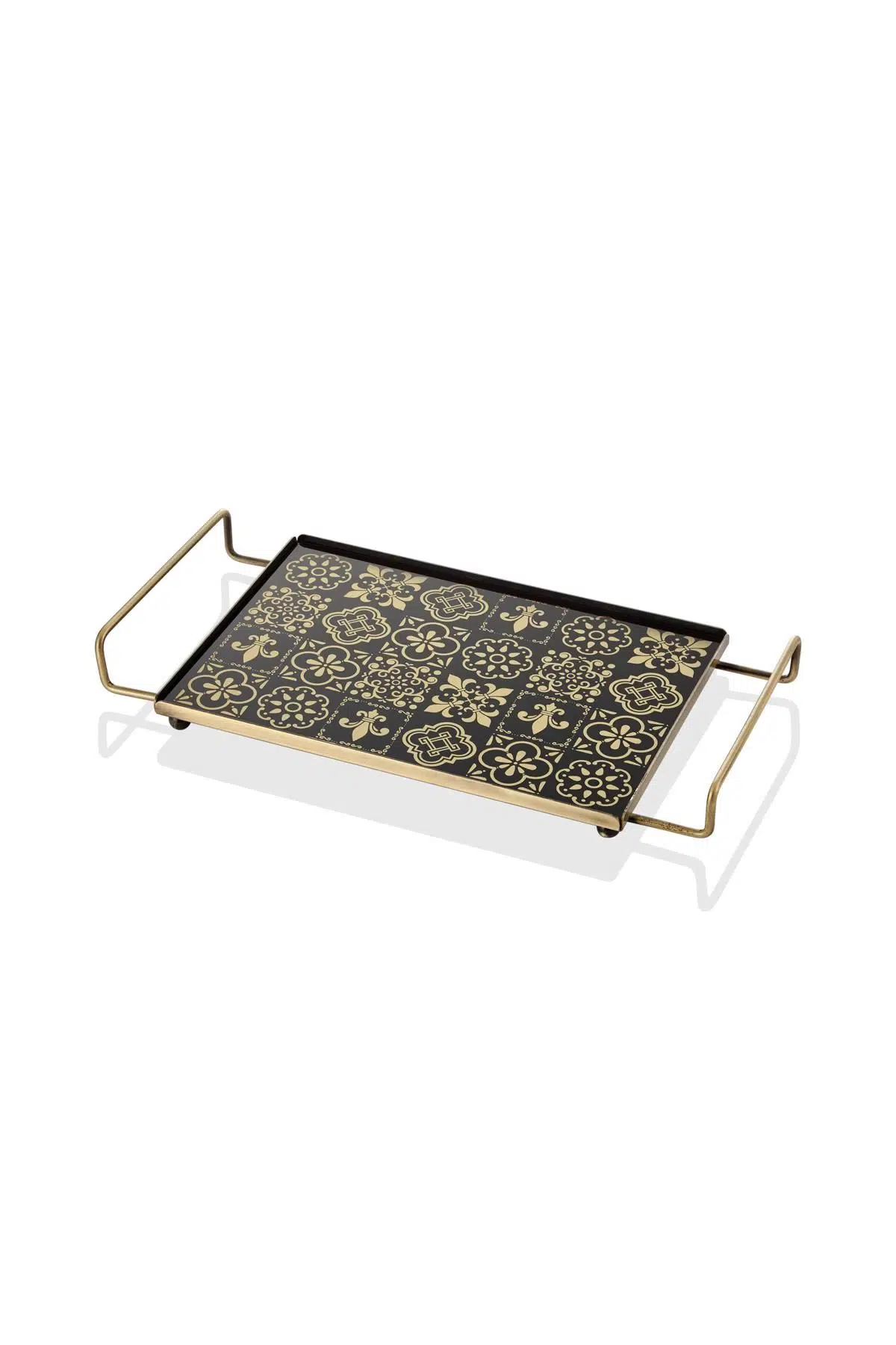 Setabianca Bronz Renkli Kulplu Sunum Tepsisi 19X34Cm