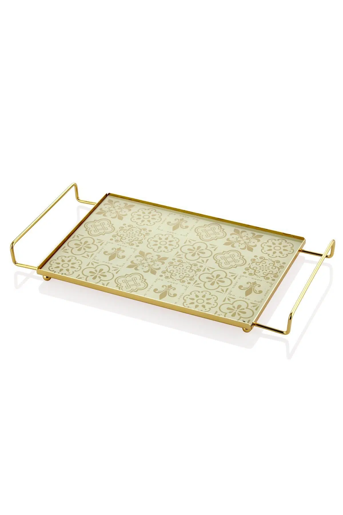 Setabianca Gold Renkli Kulplu Sunum Tepsisi 23*42Cm