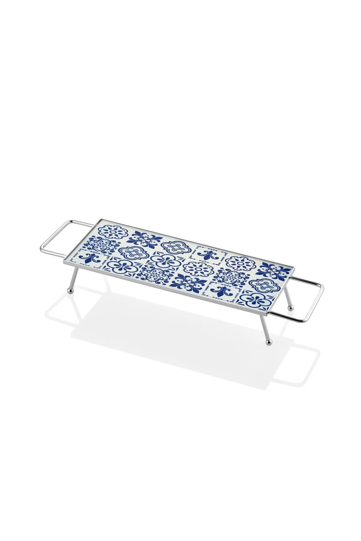 Setabianca Gümüş Renkli Kulplu Sunum Tepsisi 11X36Cm