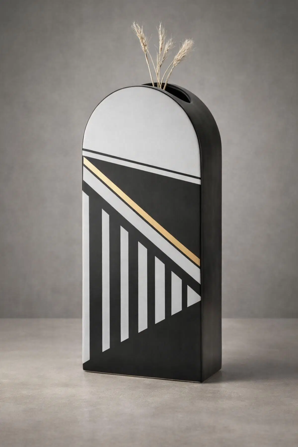 SETABIANCA Seramik Dekoratif Vazo 36 cm – Elite Deco Lines Modern Salon Vazosu