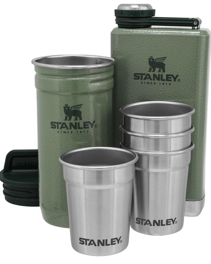 Stanley The Pre-Party Shot Glass + Flask Set Hammertone Green